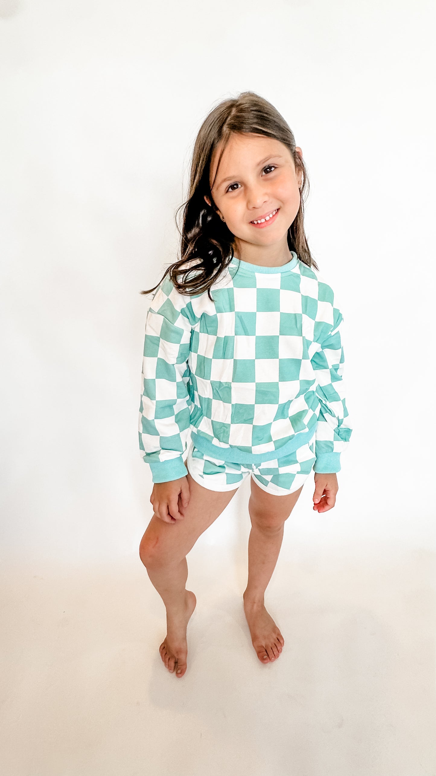 Checkered Sweater + KID'S Shorts Set