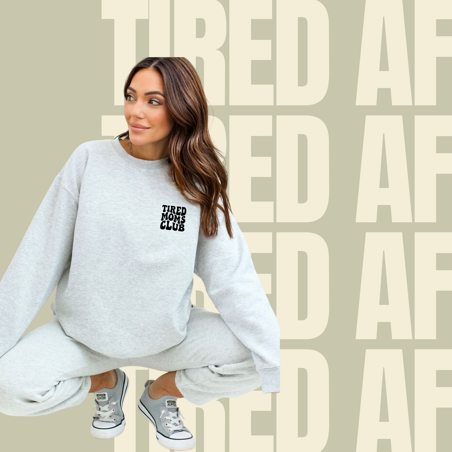 Tired Moms Club - Ash Crewneck
