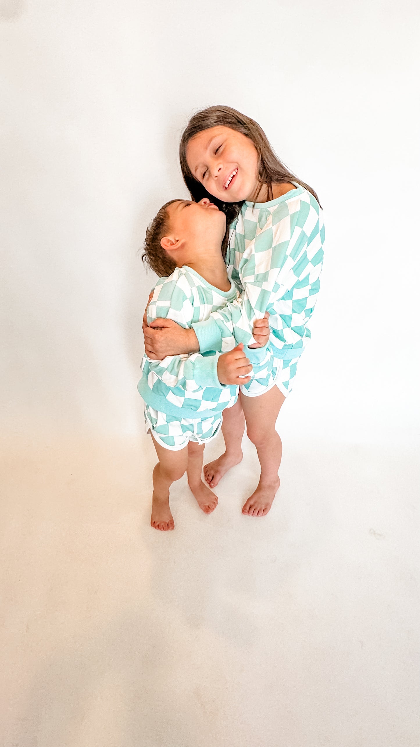 Checkered Sweater + KID'S Shorts Set