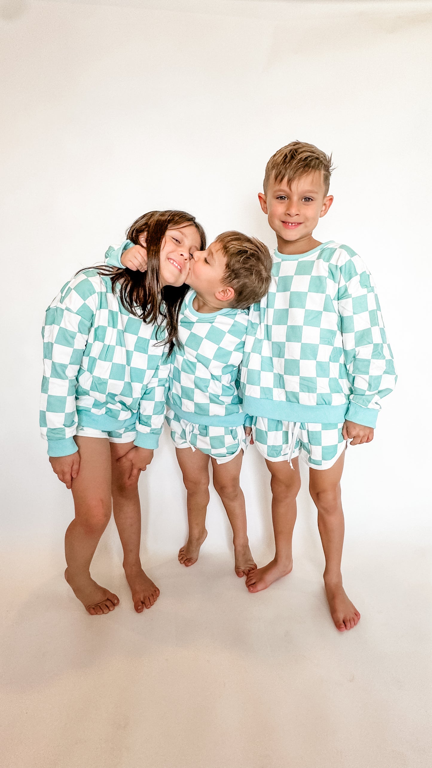 Checkered Sweater + KID'S Shorts Set