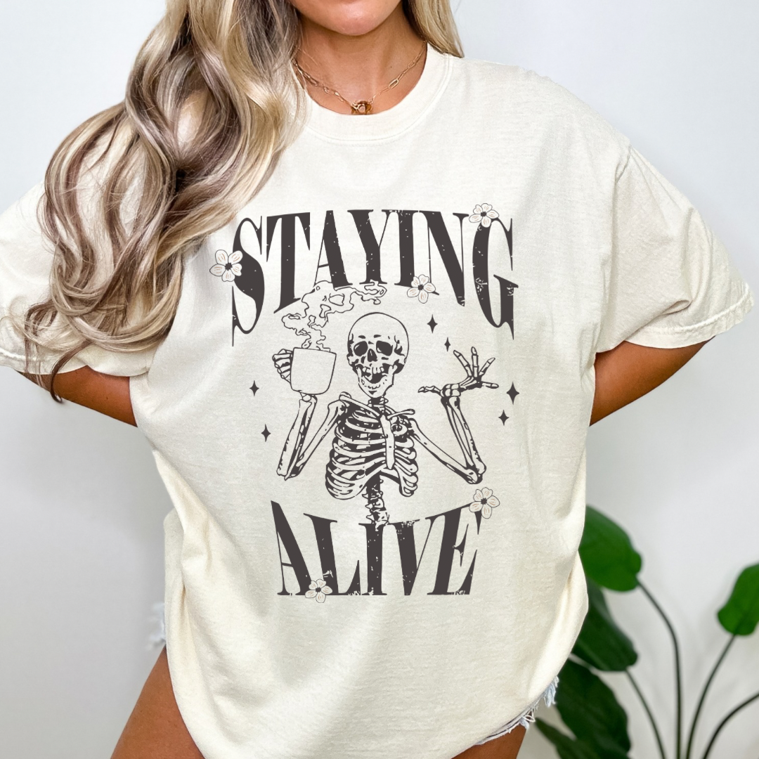 Stayin Alive - Adult Ivory Tee
