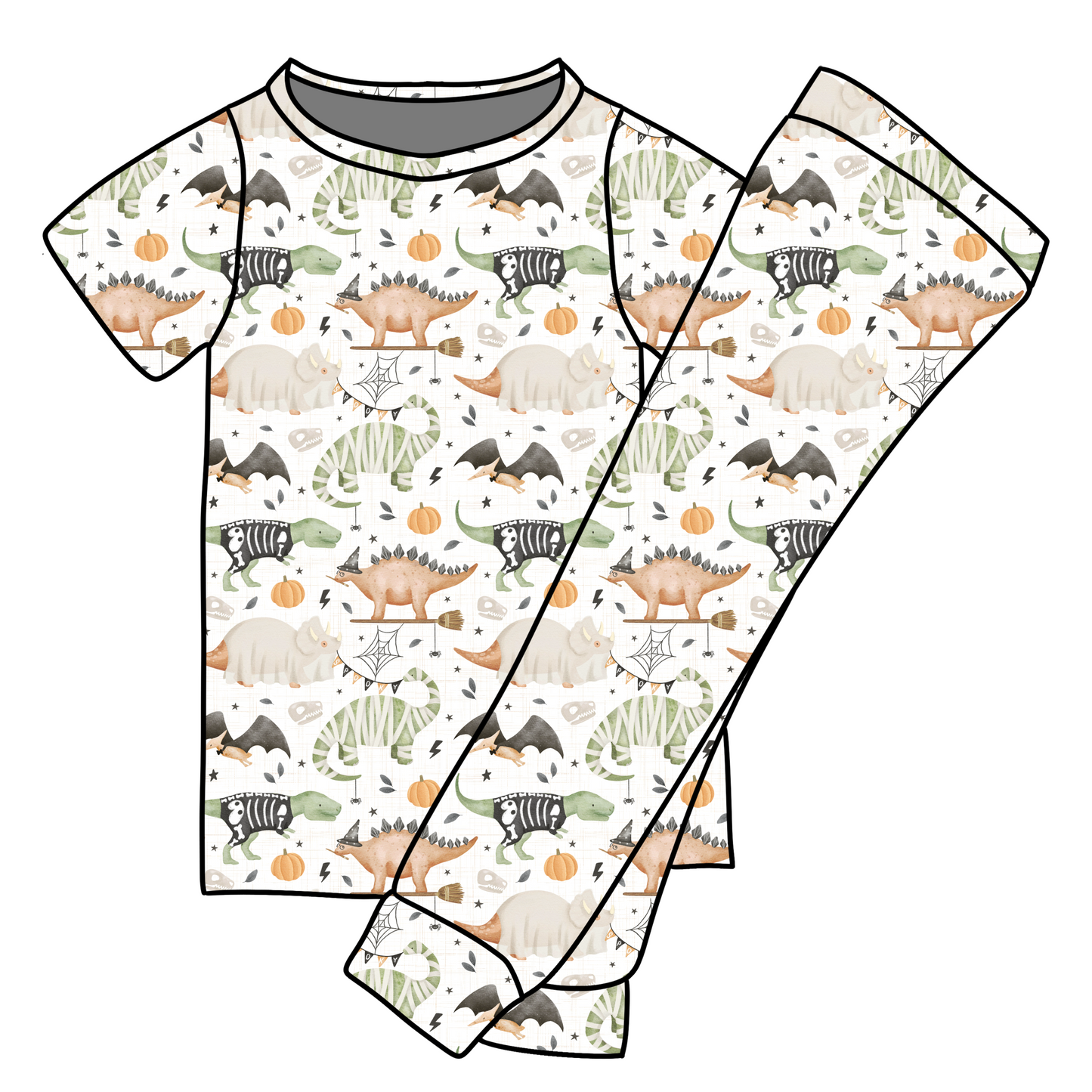 Halloween Short Sleeve Dinos- Loungewear - Ready To Ship