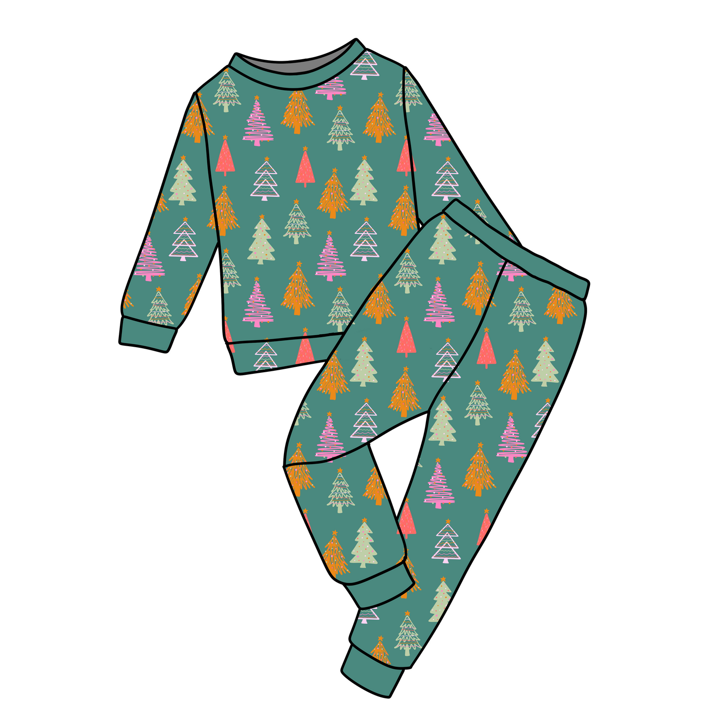Colorful Trees Kids Two Piece Jogger Set