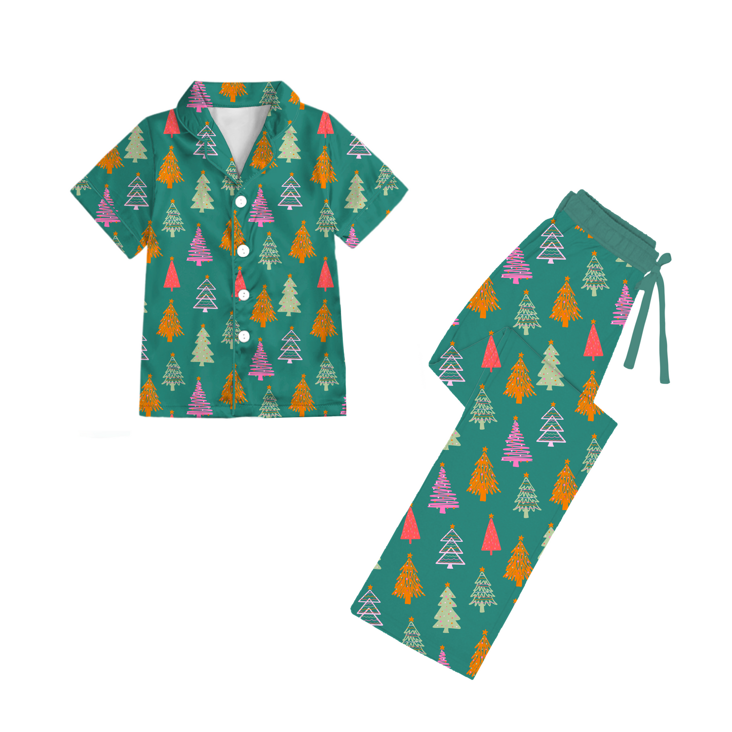 Colorful Trees- Button Down Adult Set