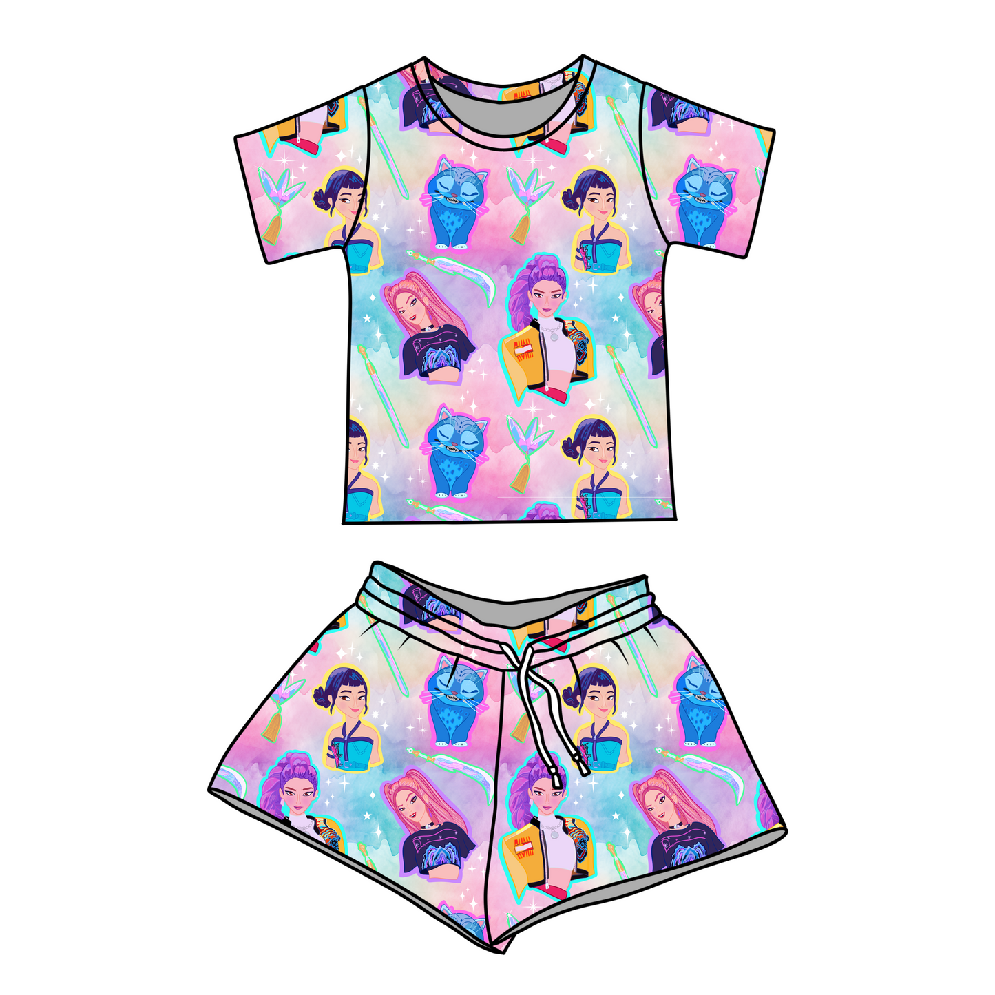 NEON K POP - KID'S SHORTS SET