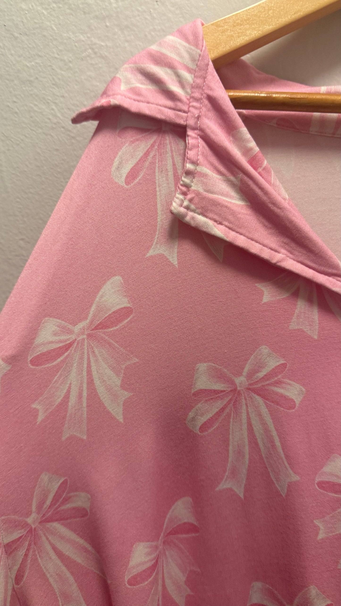 PRETTY IN PINK - BUTTON UP RIBBON SLEEVES SHORTS SET - ADULT