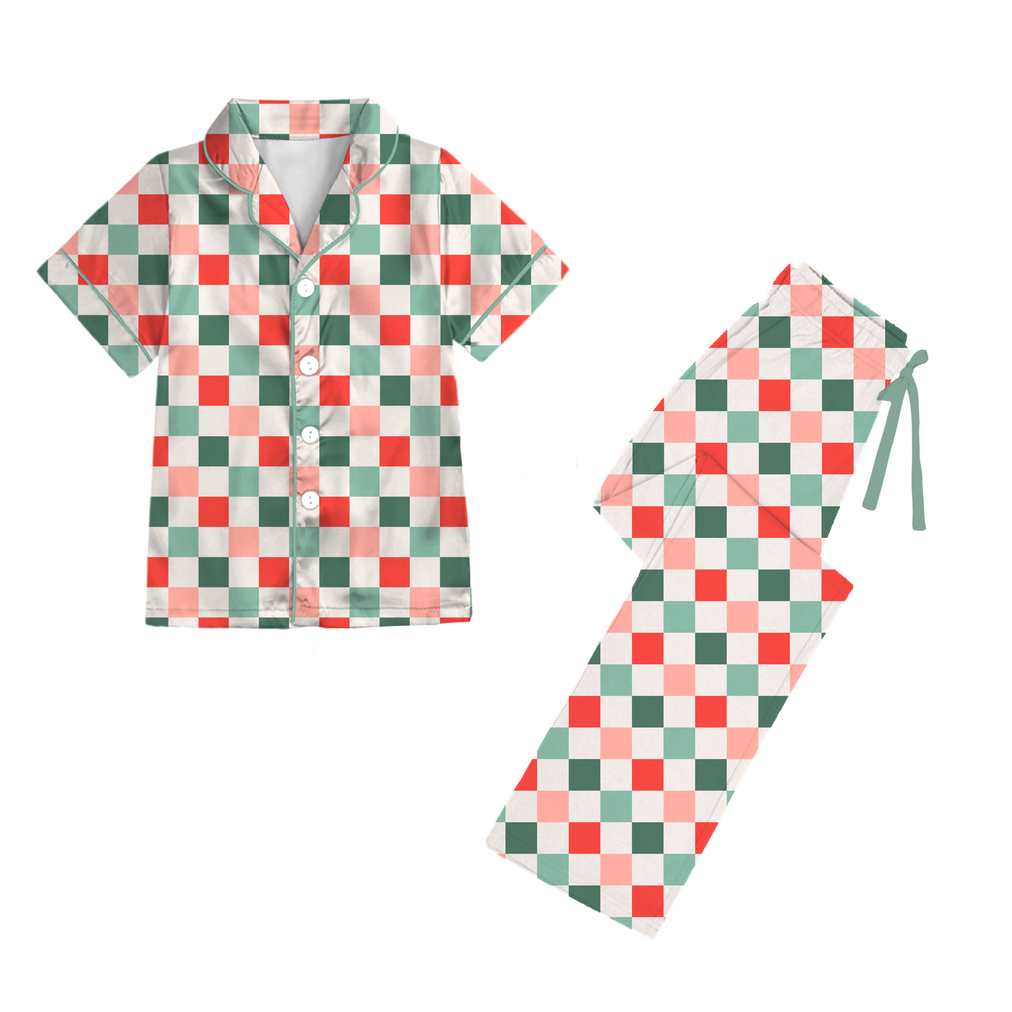 Merry Grid Loungewear - ADULT Button Down