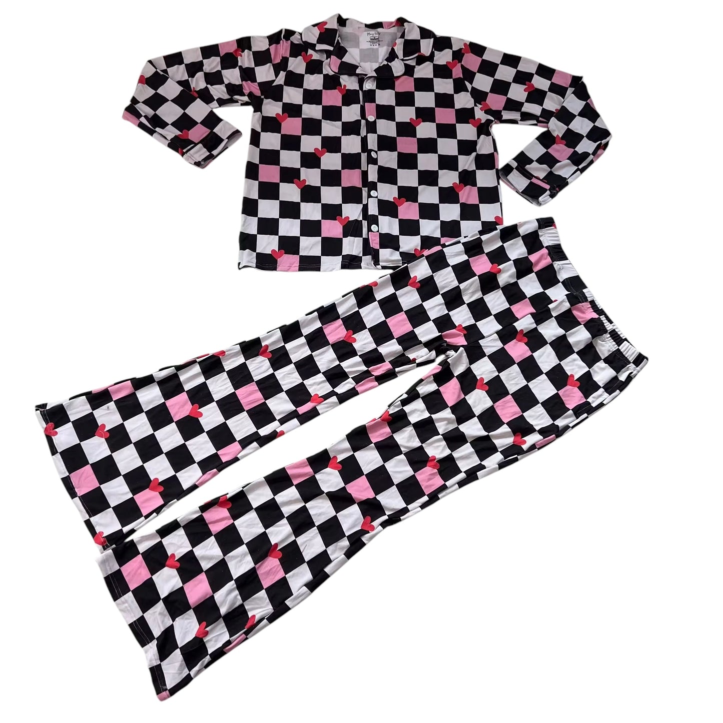 Checkered Love - Adult 2Piece Flare Pants Set