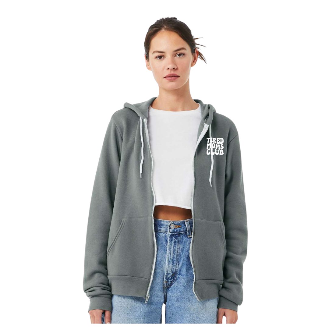 Tired Moms Club- Ice Blue Zip-up hoodie