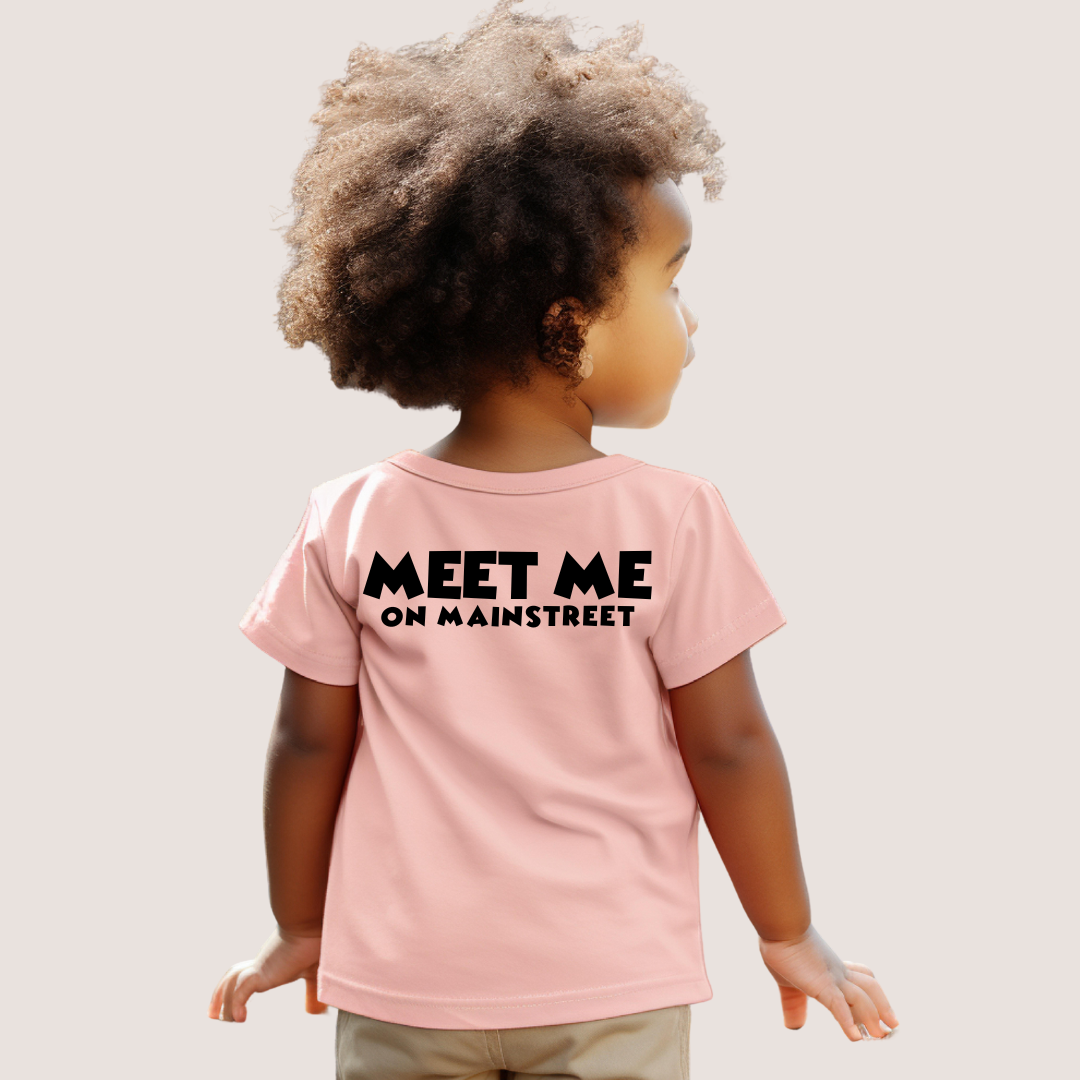 Meet Me On Main Street- Kid's Pink Tee (CHOOSE YOUR CHARACTER)