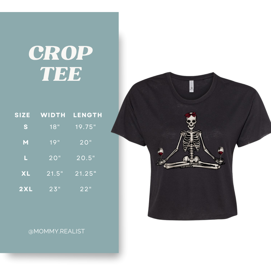 Namaste Wine Skelly - cropped Black Tee