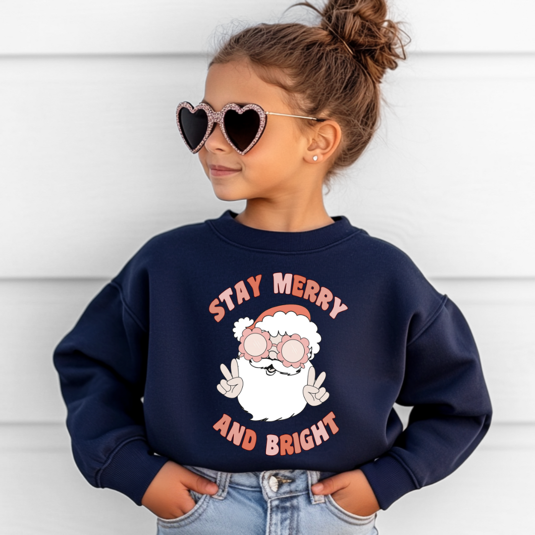 Merry & Bright- Youth Navy Sweater