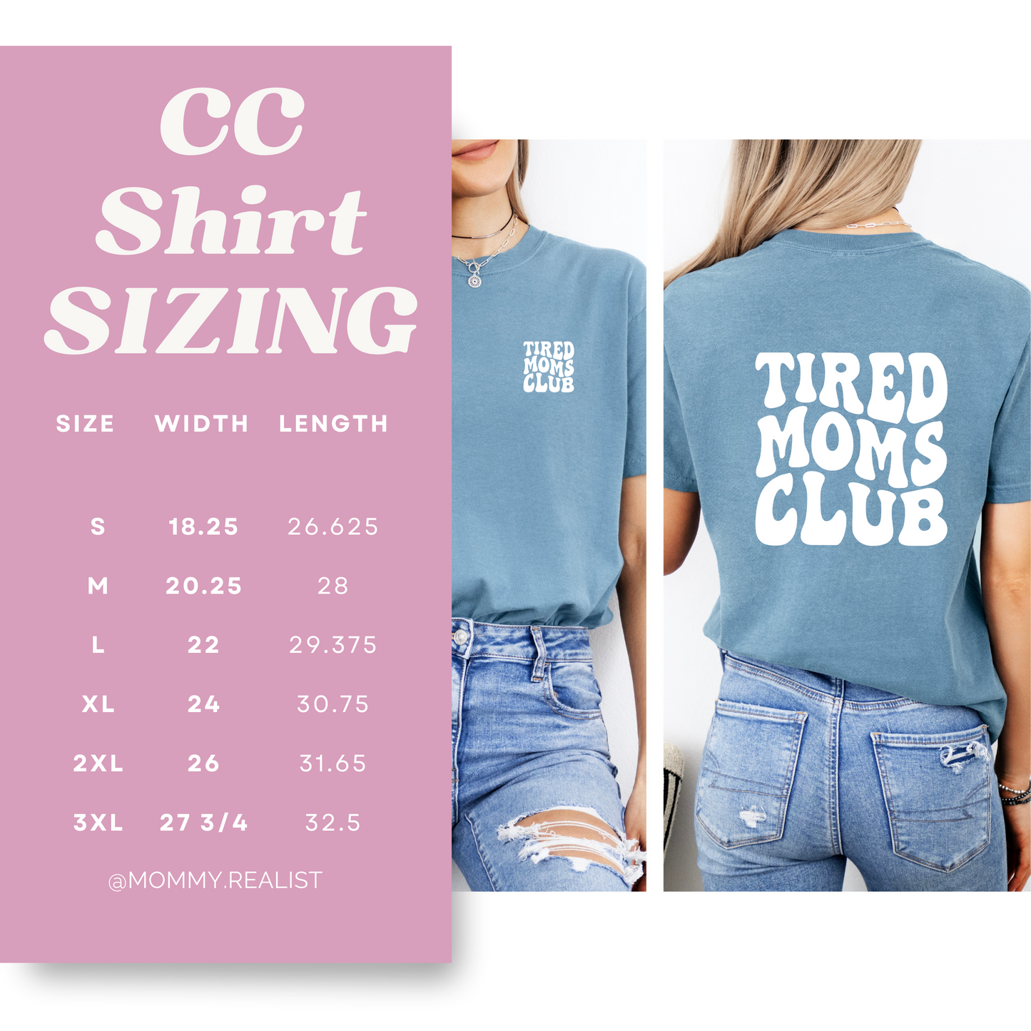 Tired Moms Club- Ice Blue Tee