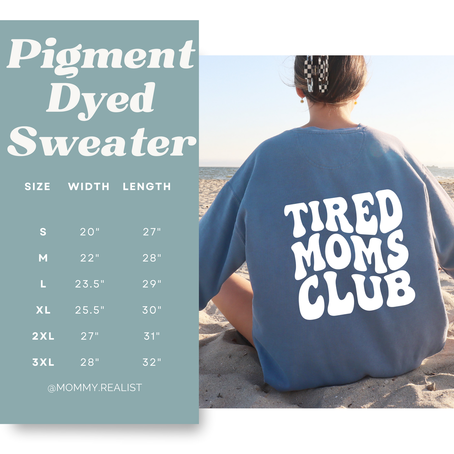 Tired Moms Club- Slate blue crewneck