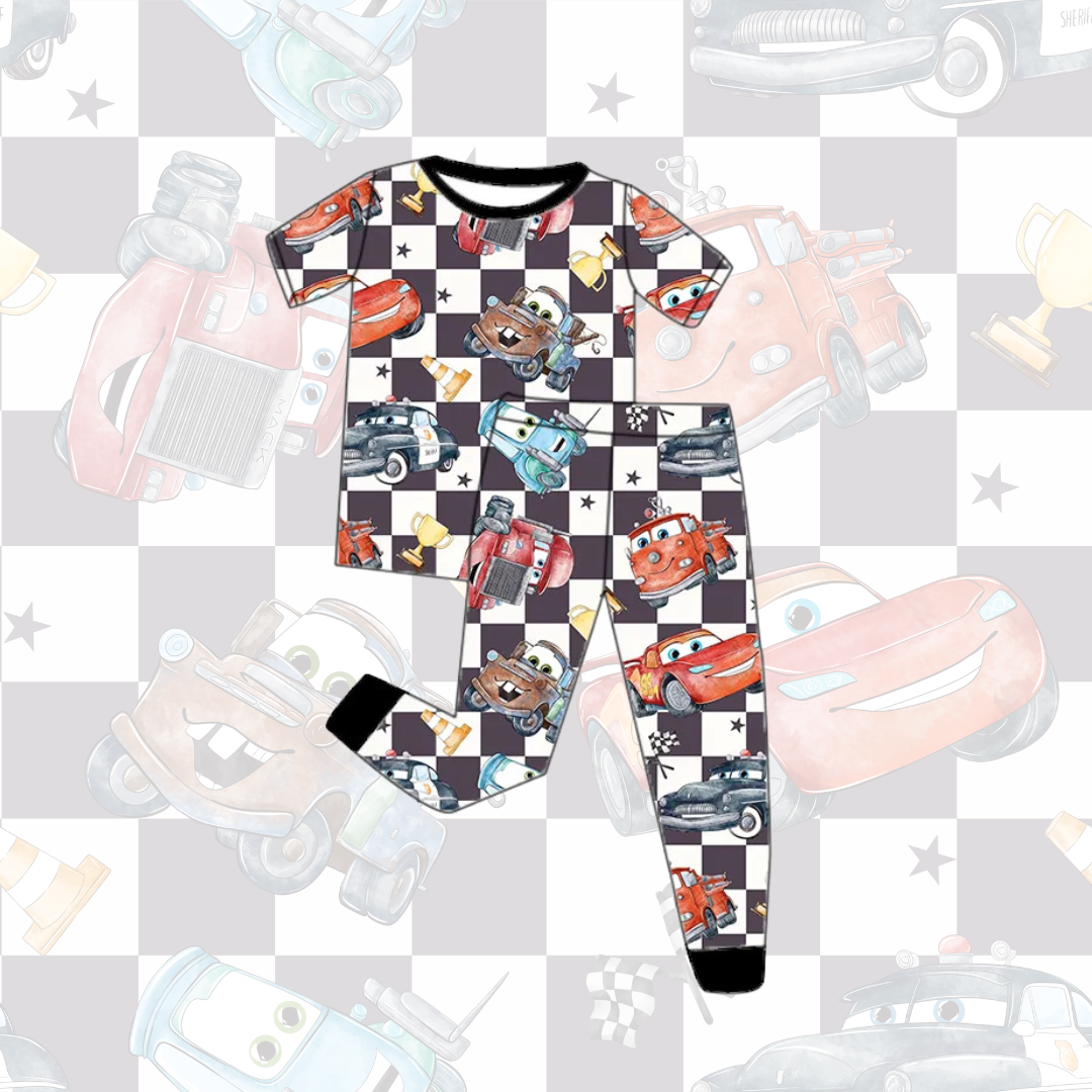 Short Sleeve Watercolor Cars- Loungewear - Ready To Ship