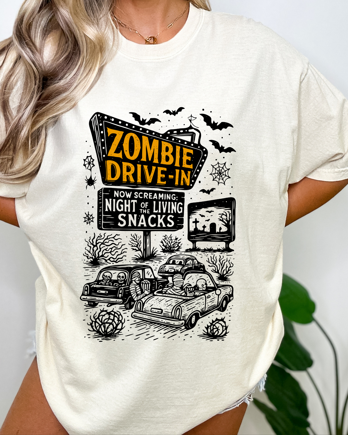 ZOOMBIE DRIVE IN - IVORY TEE