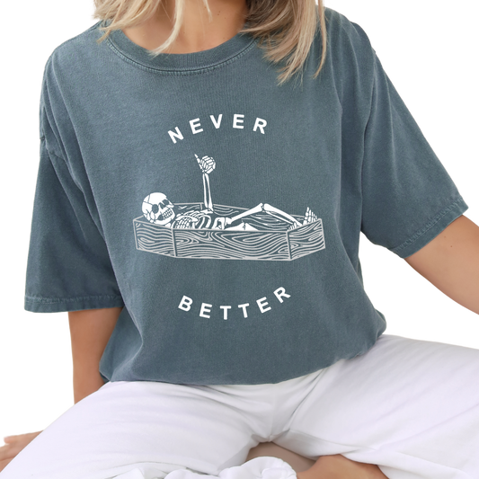 Never Better- Ice Blue Crewneck Shirt
