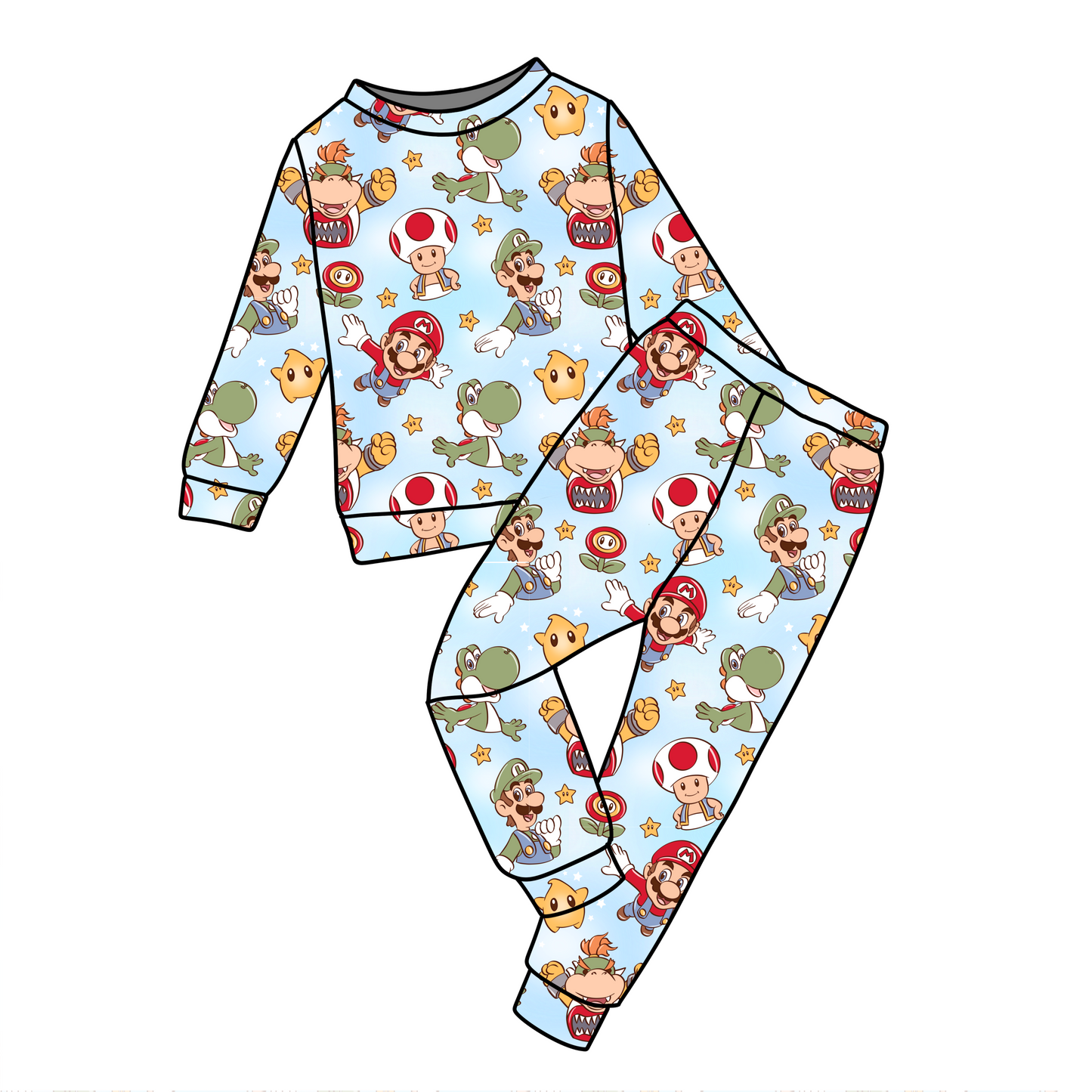 BLUE MARIO BROS LONG SLEEVE JOGGER SET - READY TO SHIP