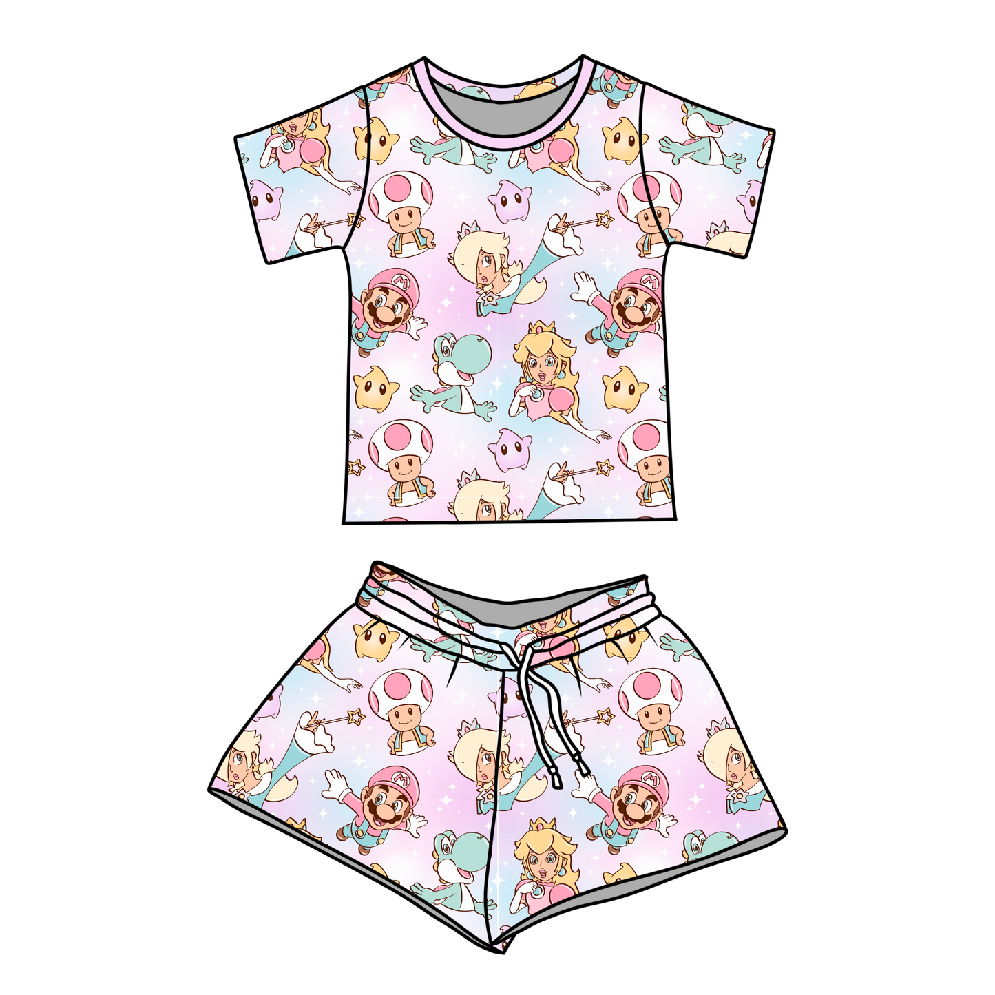 =PINK MARIO - KID'S SHORTS SET - READY TO SHIP