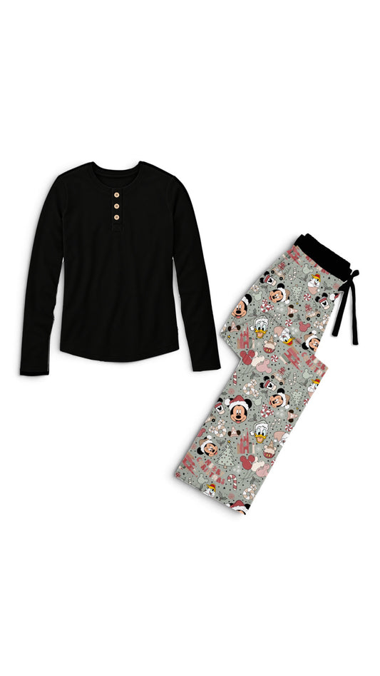 *** PRE-ORDER *** MERRY MAGIC- ADULT- SOLID TOP & DRAWSTRONG PANTS SET