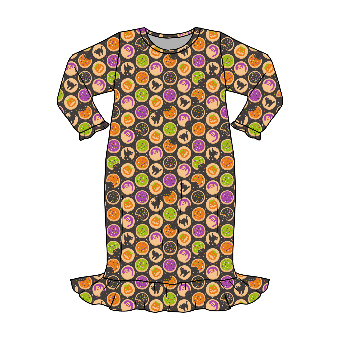 *** PRE-ORDER *** HALLOWEEN COOKIES - LONG SLEEVE NIGHT GOWN