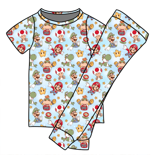 *** PRE-ORDER *** MARIO BLUE SHORT SLEEVE JOGGER SET