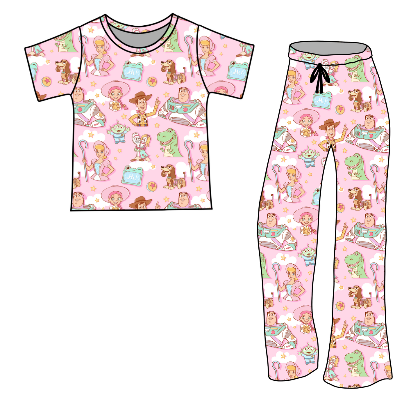 *** PRE-ORDER *** PINK TOY STORY TEE/DRAWSTRING SET