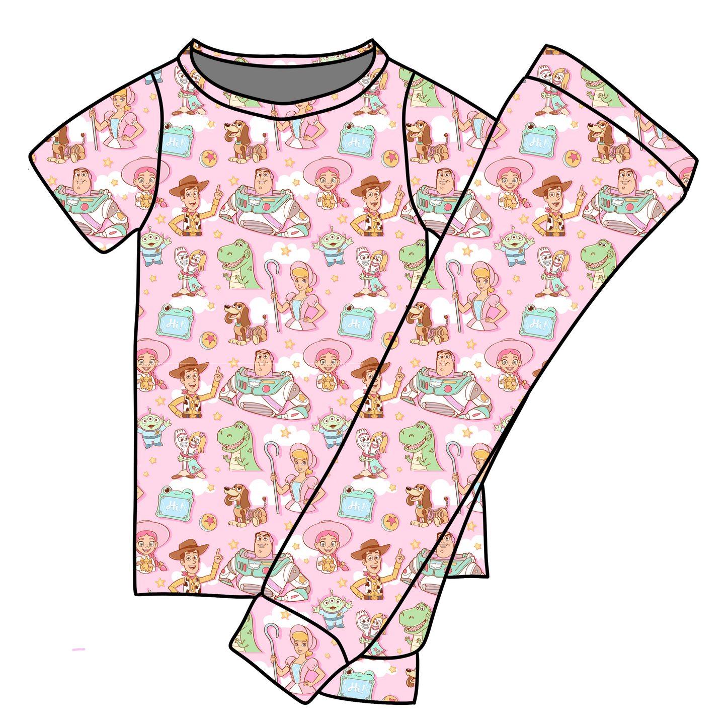 *** PRE-ORDER *** PINK TOY STORY SHORT SLEEVE JOGGER SET