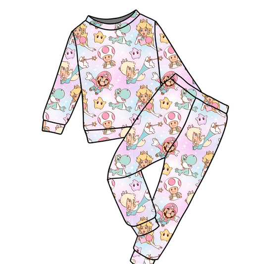 *** PRE-ORDER *** PINK MARIO BROS LONG SLEEVE JOGGER SET
