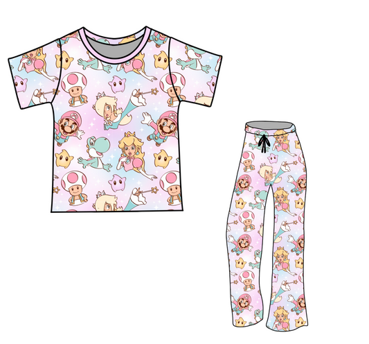 *** PRE-ORDER *** PINK MARIO- KIDS 2 Piece PANTS Set