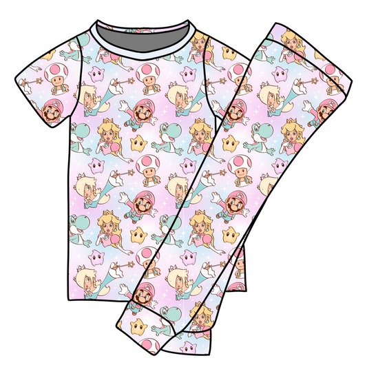 *** PRE-ORDER *** MARIO PINK SHORT SLEEVE JOGGER SET