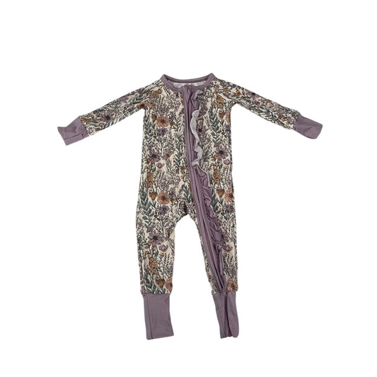 *** PRE-ORDER *** Purple Floral Ruffle Onesie