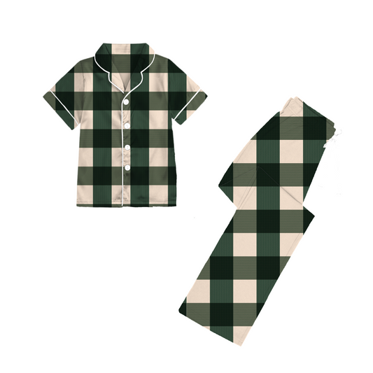 *** PRE-ORDER *** Winter PINES PLAID- Button Up Adult Set