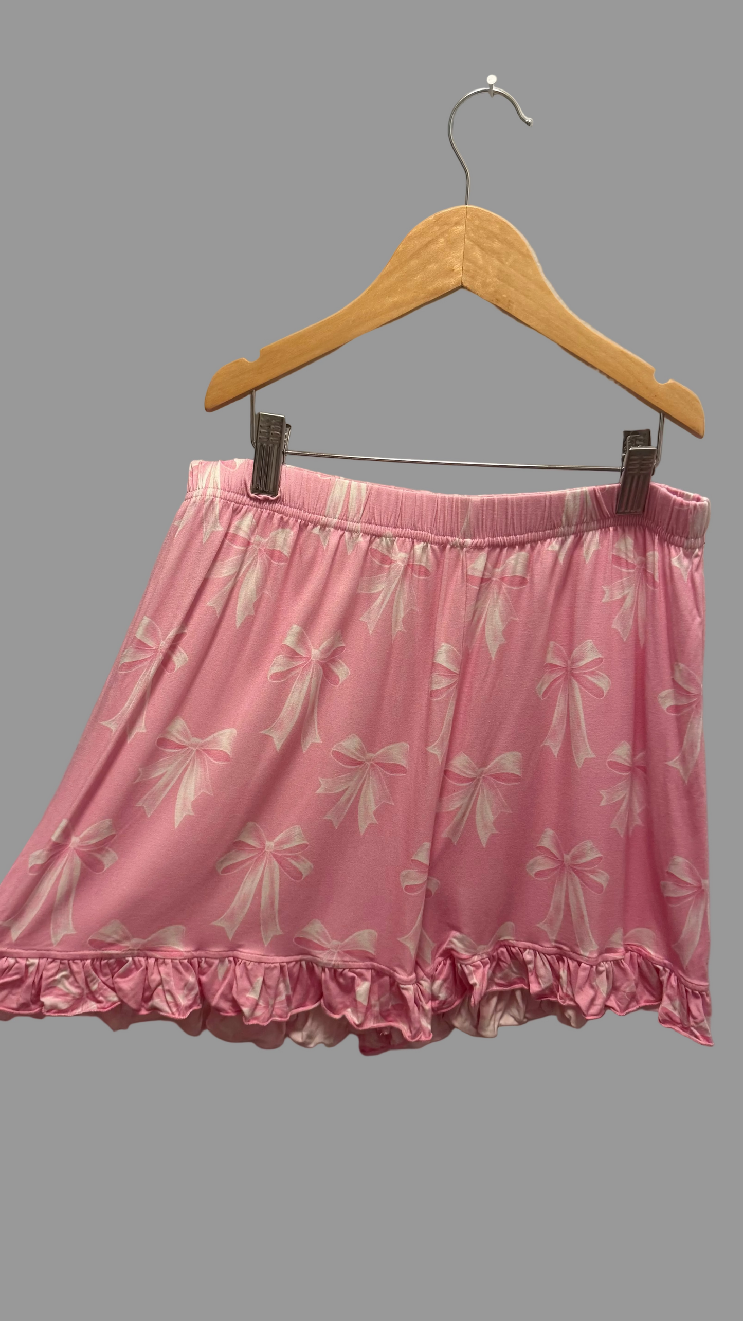 *** PRE-ORDER *** PRETTY IN PINK - BUTTON UP RIBBON SLEEVES SHORTS SET - ADULT