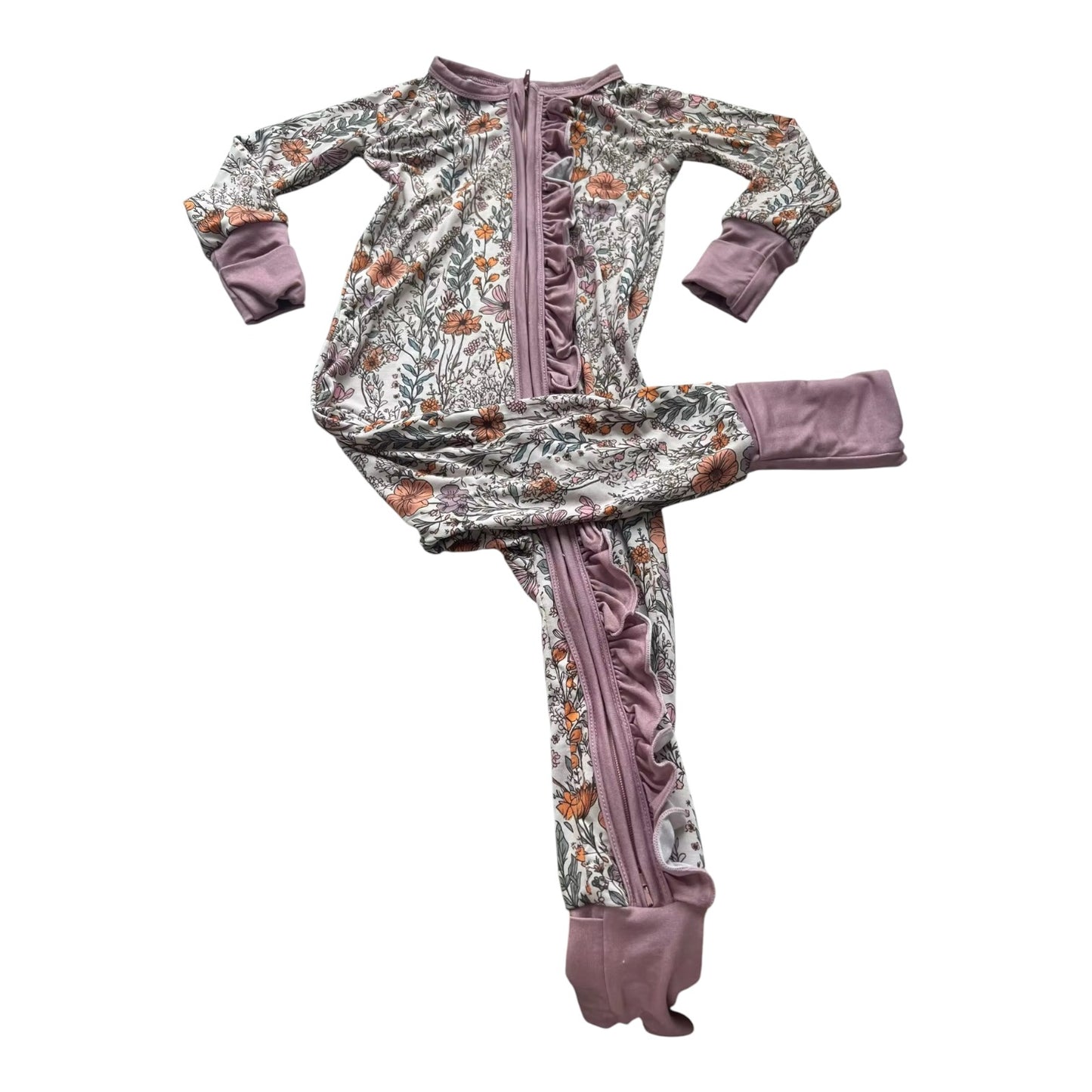 *** PRE-ORDER *** Purple Floral Ruffle Onesie