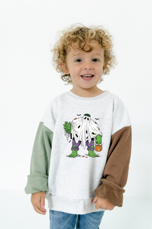 Hulk Ghost - Toddler Color Block Crewneck
