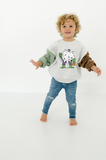 Hulk Ghost - Toddler Color Block Crewneck