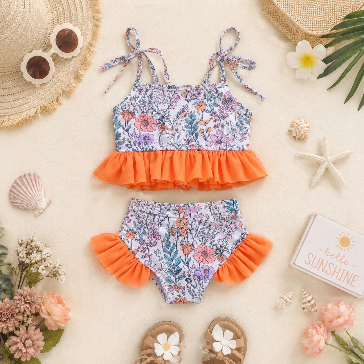 ORANGE Lace Kid's Two Piece Swim