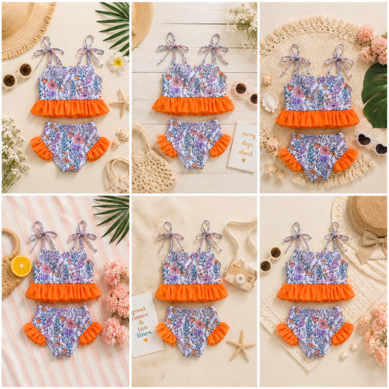 ORANGE Lace Kid's Two Piece Swim