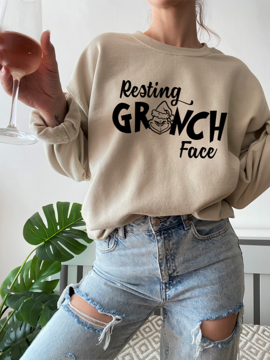 Resting Grinch Face - Ivory Sweater